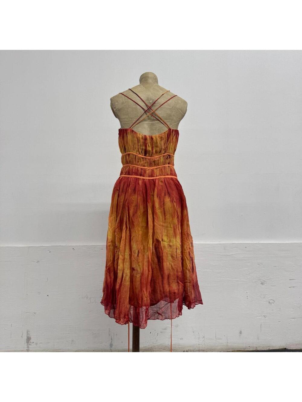 Vintage Y2K "Jessica by Christopher L" Sunset Silk Midi Dress - Picture 2 of 8